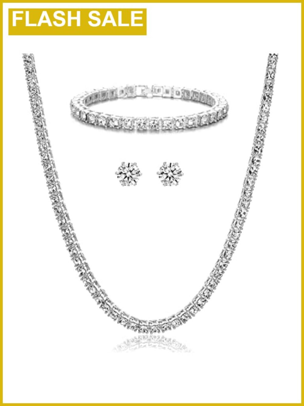 Gold Silver Plated Tennis Chain Necklace Rhinestone 18-30 in Unisex
